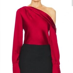 SIMKHAI FAMOUS RED ASYMMETRICAL TOP SIZE XS NWT